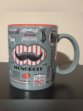 Vintage Monopoly Coffee Mug Hasbro Game Board Graphics 2015 10 Oz Green Orange